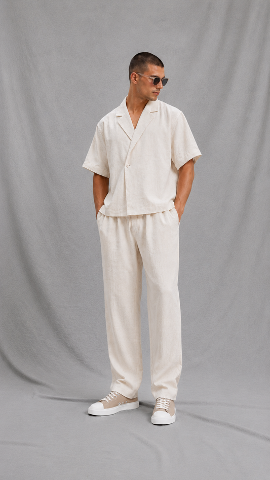 Ensemble croise  en LIN  – Beige Crème - Tendance été 2026