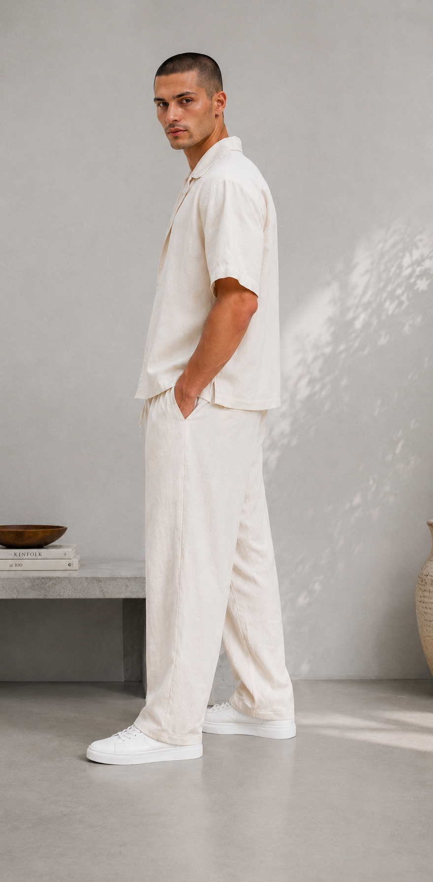Ensemble croise  en LIN  – Beige Crème - Tendance été 2026